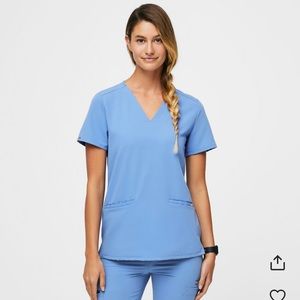 Figs ceil blue three pocket scrub top